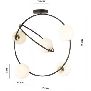 lampa wiszaca szklane kule nowoczesne stardom v 65cm bialyczarny emibig